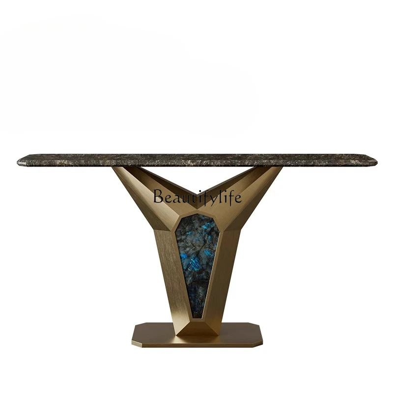 02 Modern simple light luxury entrance table platinum diamond natural marble entrance table
