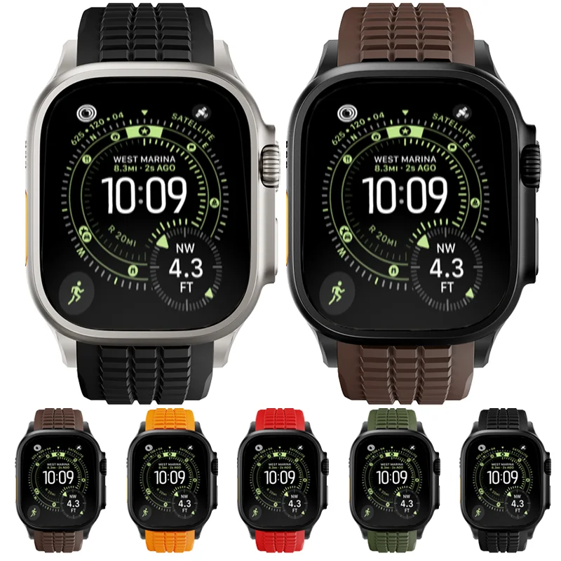 

Silicone Sports Strap for Apple Watch Ultra 3/2/1 49mm Series 11 10 9 8 7 46mm 42mm Rubber Band for IWatch 6 5 4 3 41mm Bracelet