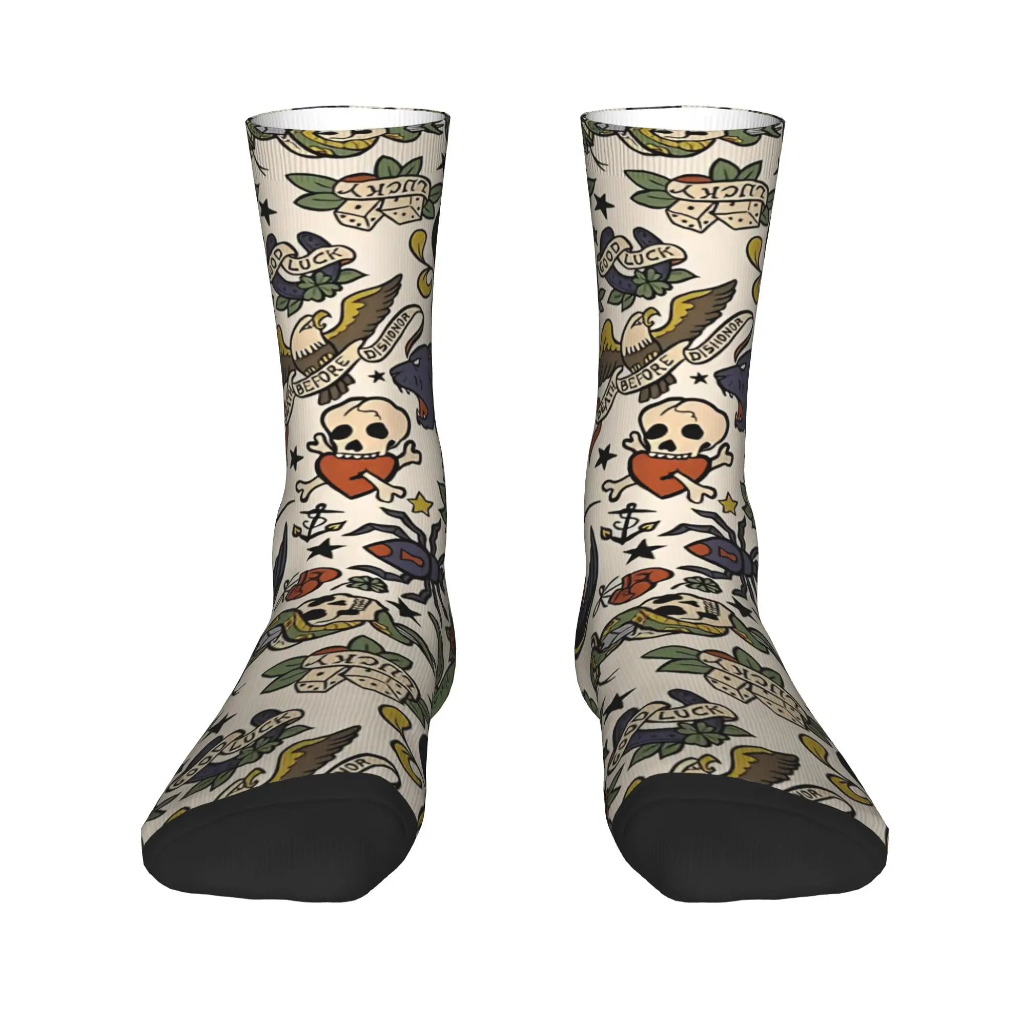 فلاش الوشم جوارب الرجال الجوارب عالية الجودة الجوارب الحديثة الخريف الدراجات المضادة للعرق جوارب مخصصة هدية عيد ميلاد