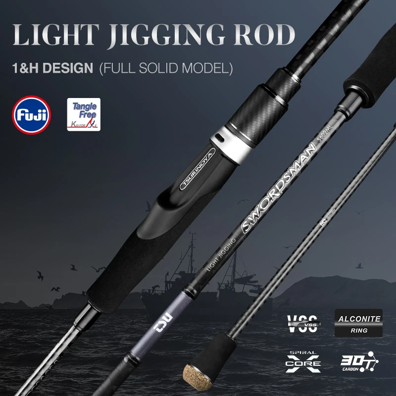 

TSURINOYA Jig Lure Spinning Rod 1.8m 1.95m High Strength Saltwater Boat Fishing Rod SWORDSMAN SW Game Solid Tips Heavy Lure Rod