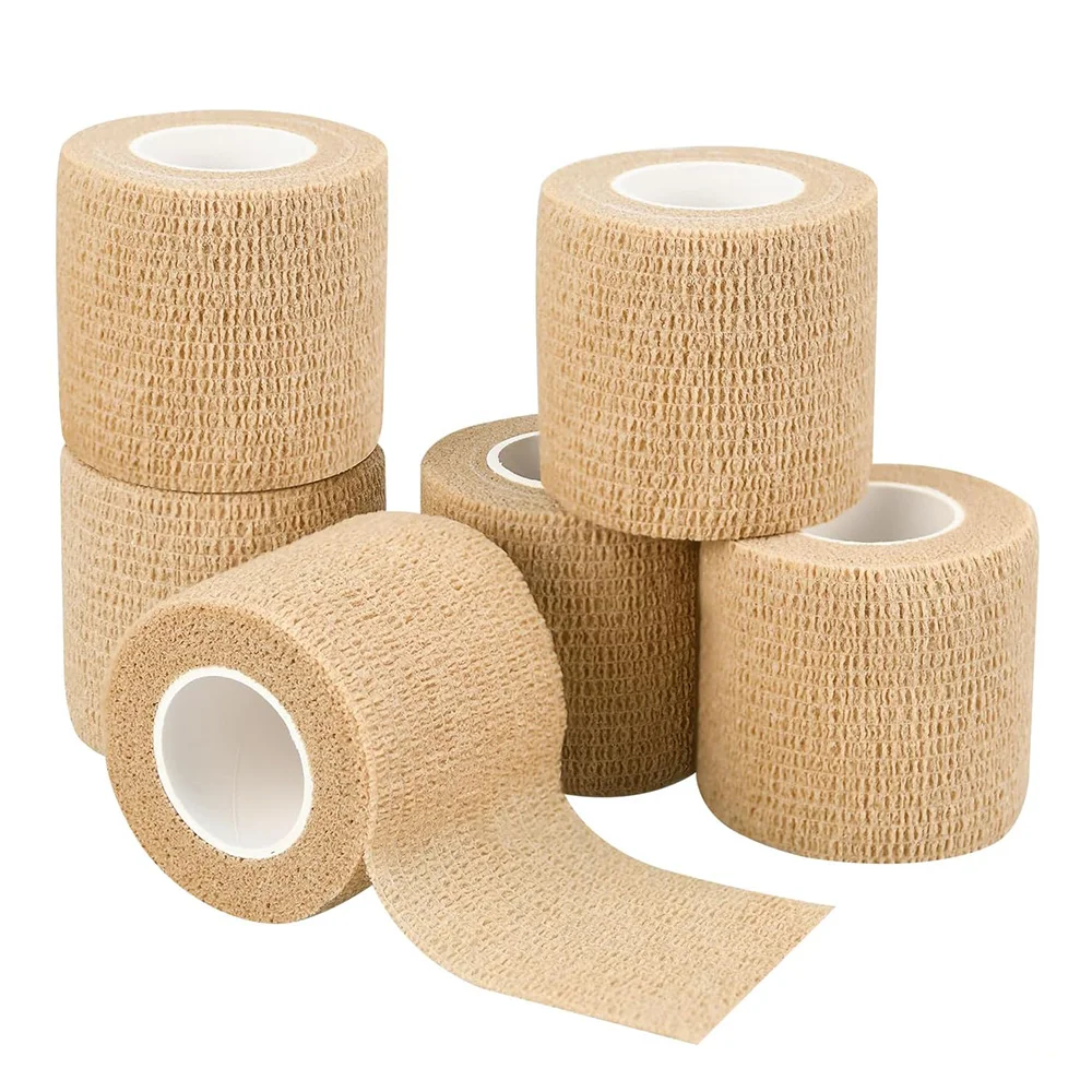 5 Rolls Self Adhesive Bandage Wrap Breathable Elastic Athletic Wrap for First Aid Dogs Sports Protector Knee Finger Shoulder