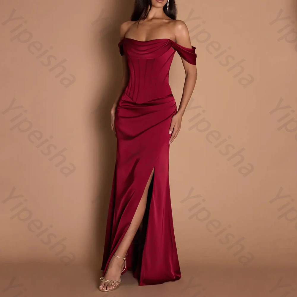 

Elegant Off-shoulder Short Sleeves Evening Dresses Sexy Side Slit Long Dress Exquisite High Quality Prom Party Gowns Customized