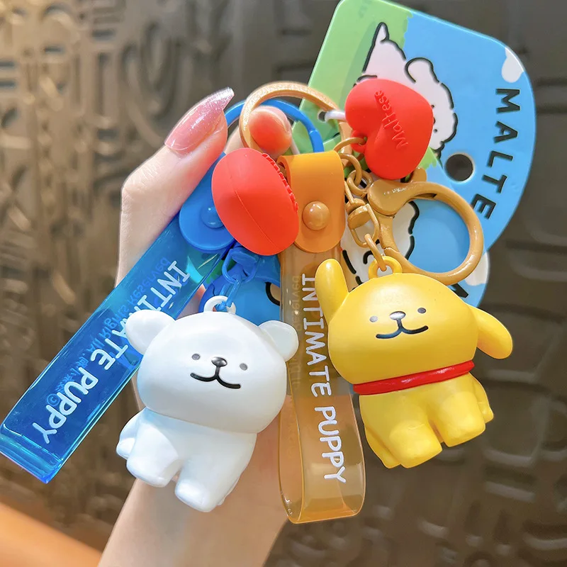 Cute Cartoon Couple Dog Doll Keychain Cute Cuddle Heart Pet Puppy Car Bag Accessories Key Ring Creative Animal Pendant for Lover