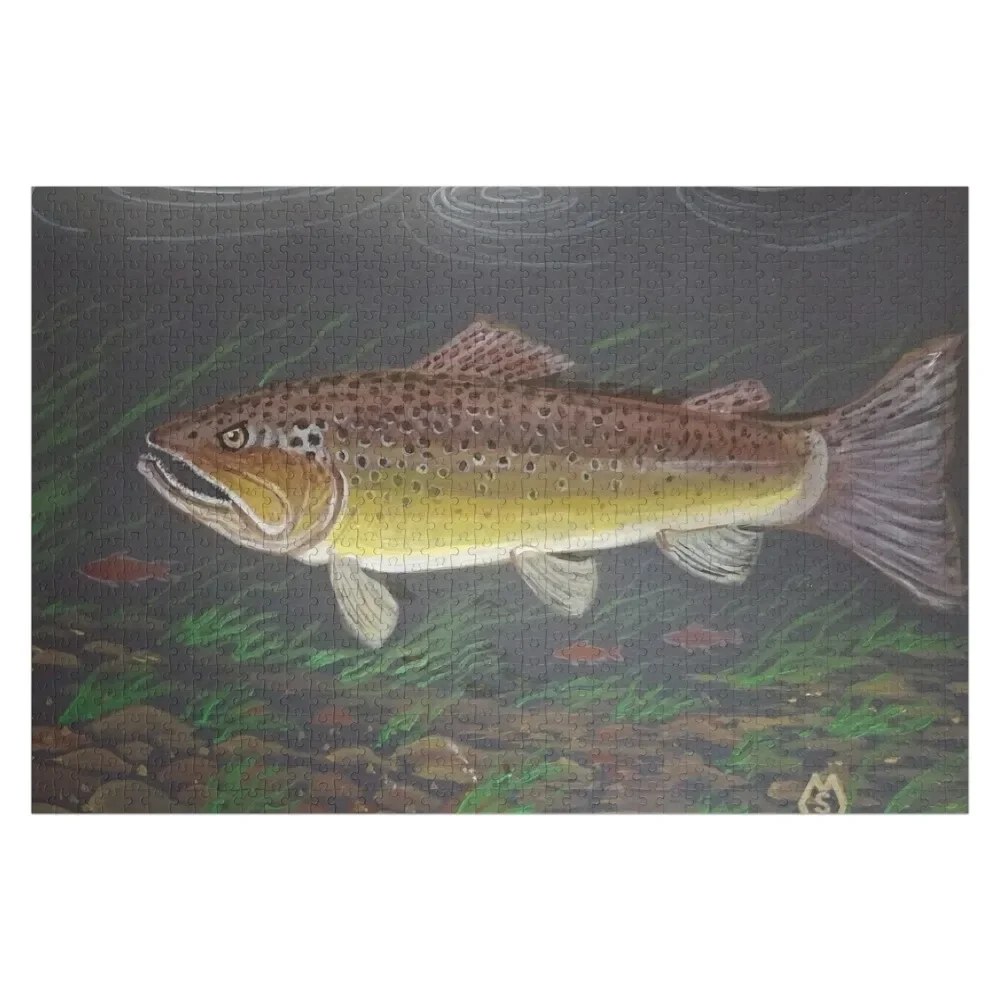 Brown trout in the stream Jigsaw Puzzle Toys For Children Wooden Boxes Puzzle