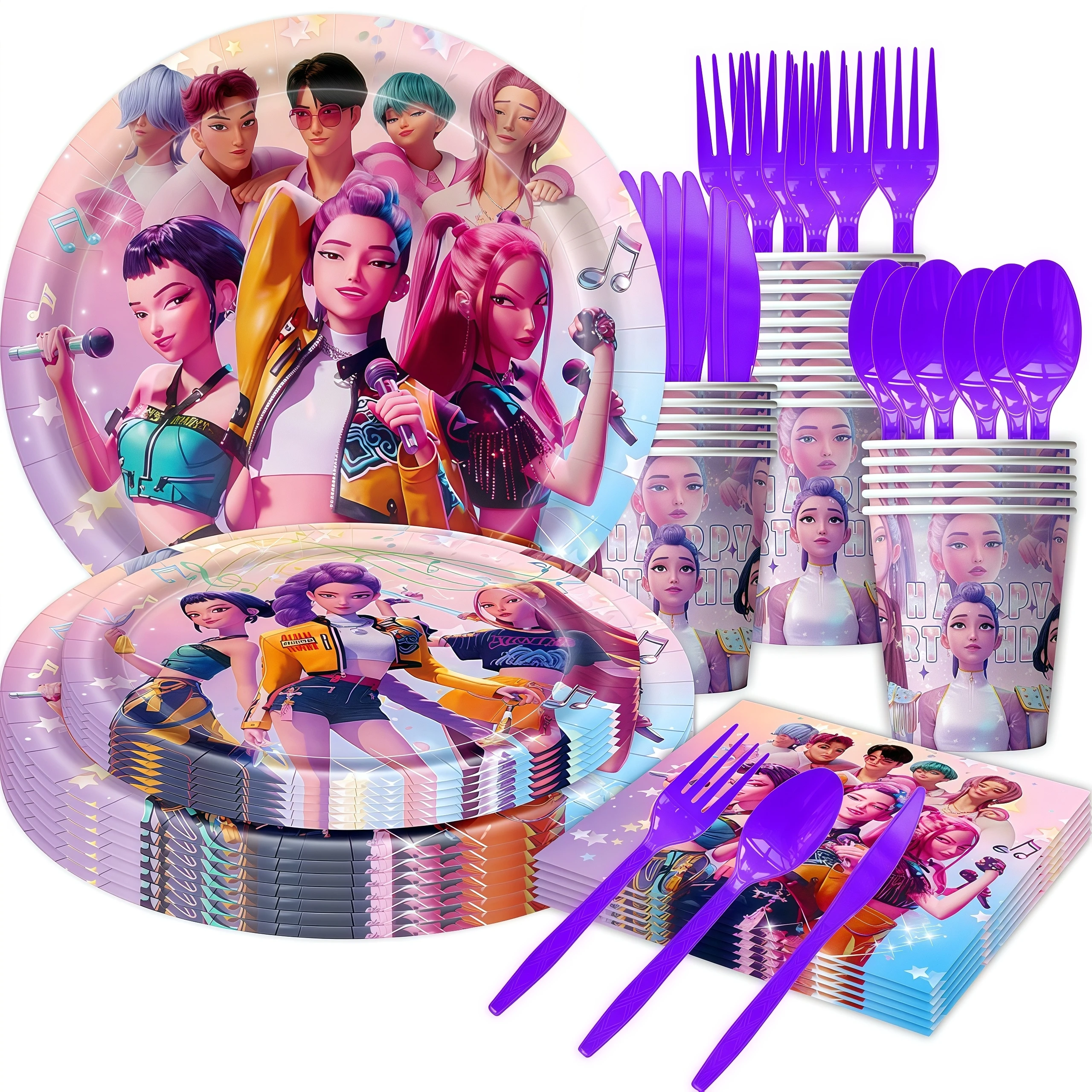 شيطان الصيادين حفلة عيد ميلاد الديكور أدوات المائدة كأس لوحة منديل بالونات راية لفتاة طفل الكورية Kpop أنيمي لوازم الحفلات