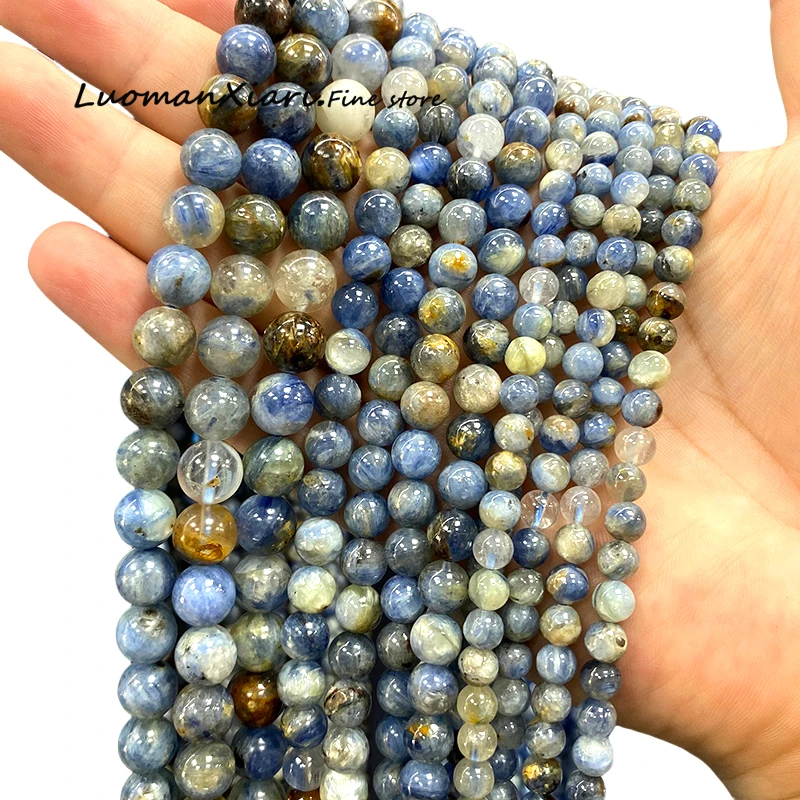 Perles rondes en pierre naturelle de Kyanite bleue, 4/6/8/10MM, pierres précieuses amples, pour la fabrication de bijoux, boucles d'oreilles, Bracelets, breloques, accessoires