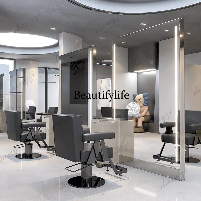 Single and double-sided barber shop special for hair salon at the mirror table of the barber shop wall-mounted  mirror