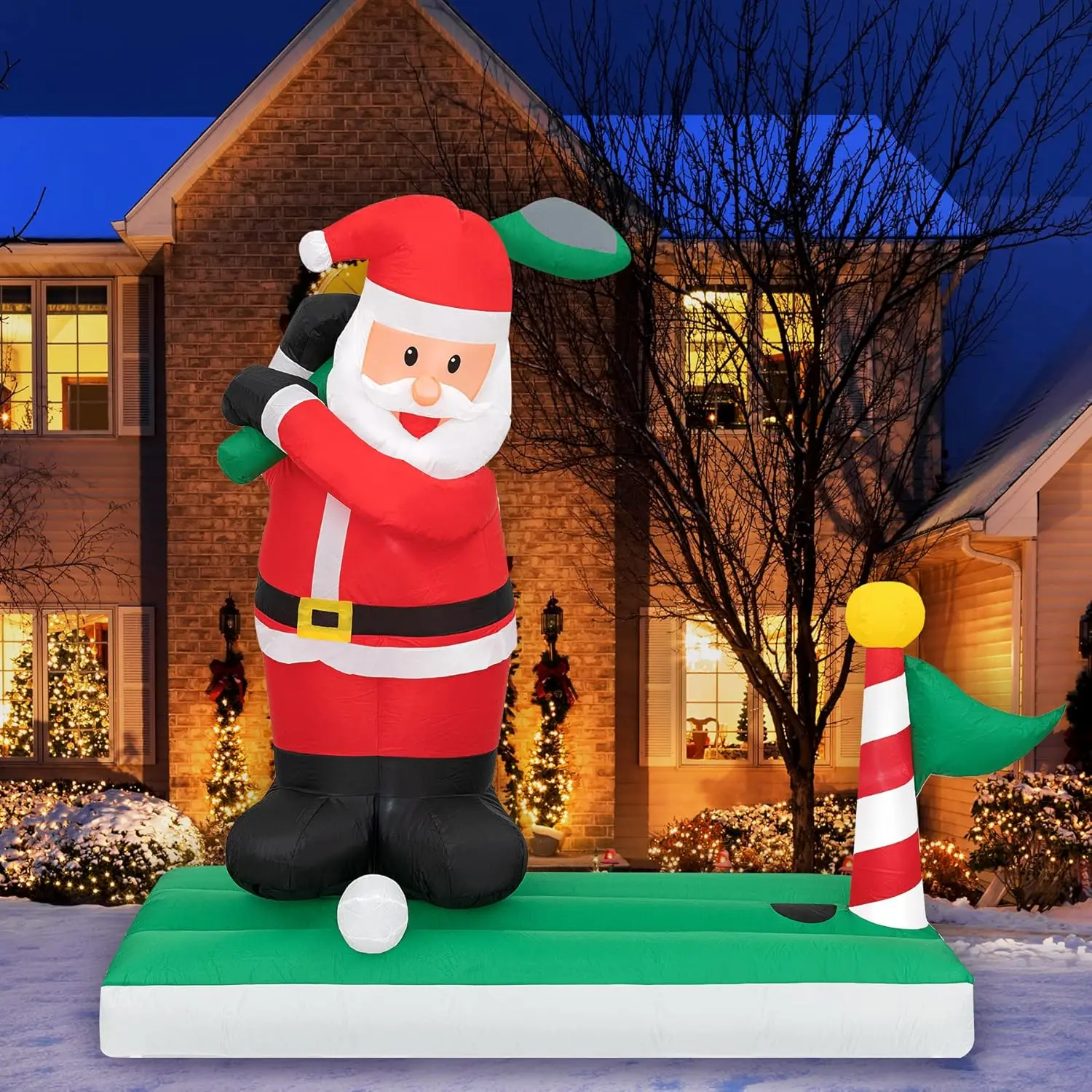 Christmas Inflatables Large 5 ft Santa Golfing Inflatable Outdoor Christmas Decorations Blow Up X-mas Decorations