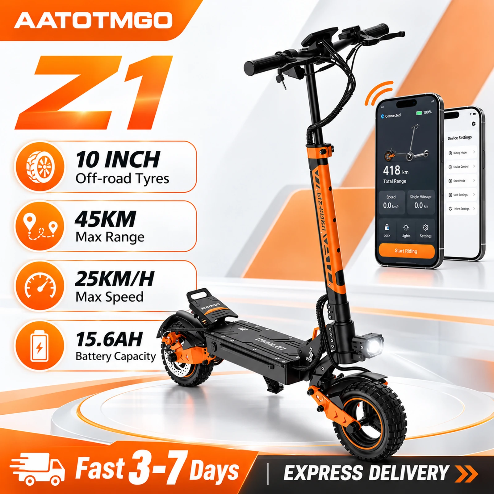 Patinete Eléctrico Z1 Plegable para Adultos, Doble Motor, Batería 48V 15,6Ah, Neumáticos Todoterreno de 10 Pulgadas, 45 km/h, Gran