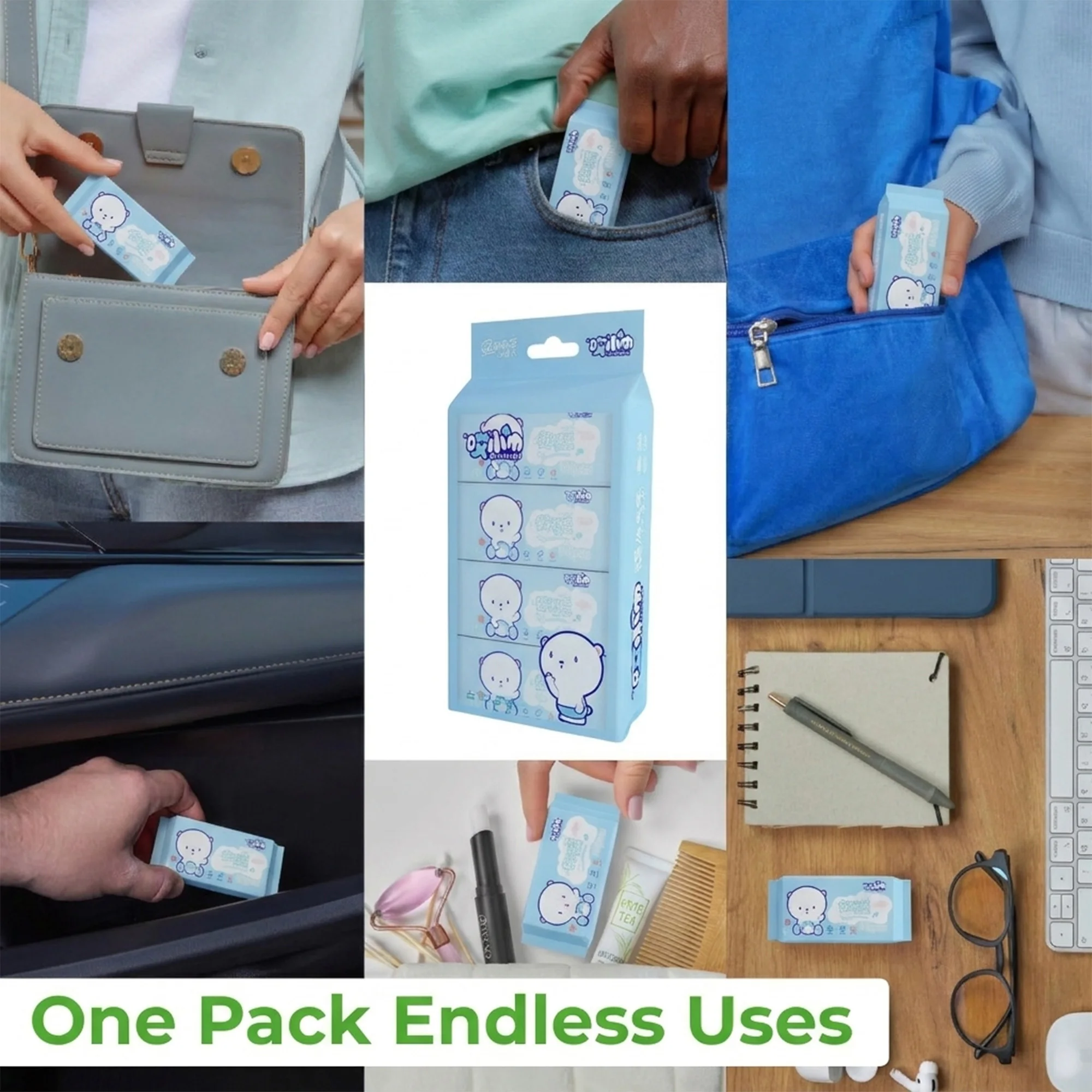 64pcs Mini Hand Wipes Disposable Portable Travel Size Easy Pull Out Mouth Cleaning Wet Tissues for Home Office School Daily Use view 4