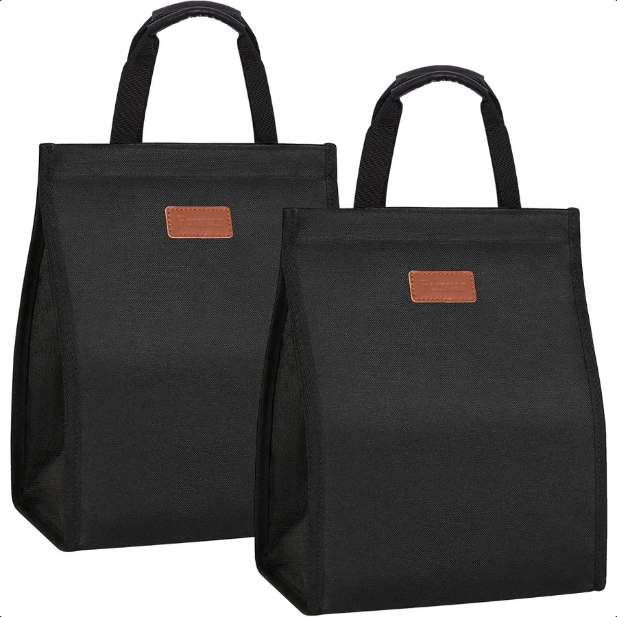 

Lunch Bags for Women Insulated Reusable Lunch Tote with Internal Pocket Lunch Tote bag for Work Black