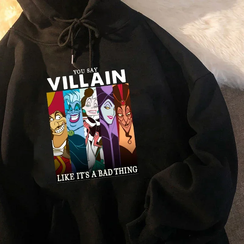 Disney Women Hoodie Fashion Villains Bad Girl Have More Fun Hoodies Graphic Streetwear 90s Harajuku Gothic Hooded Clothing Tops