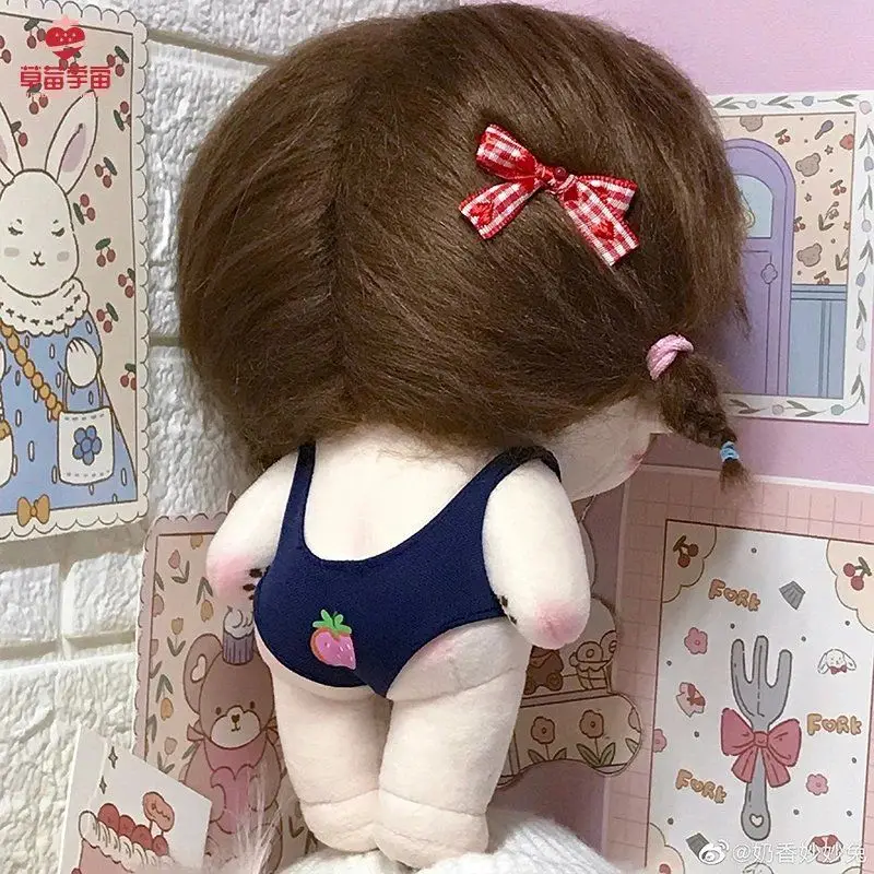 20cm Cotton Doll Pajamas Clothes Cotton Jumpsuit with Headclips for 1/12 BJD Doll Swimwear Bathrobe DIY Doll Clothes Accessories