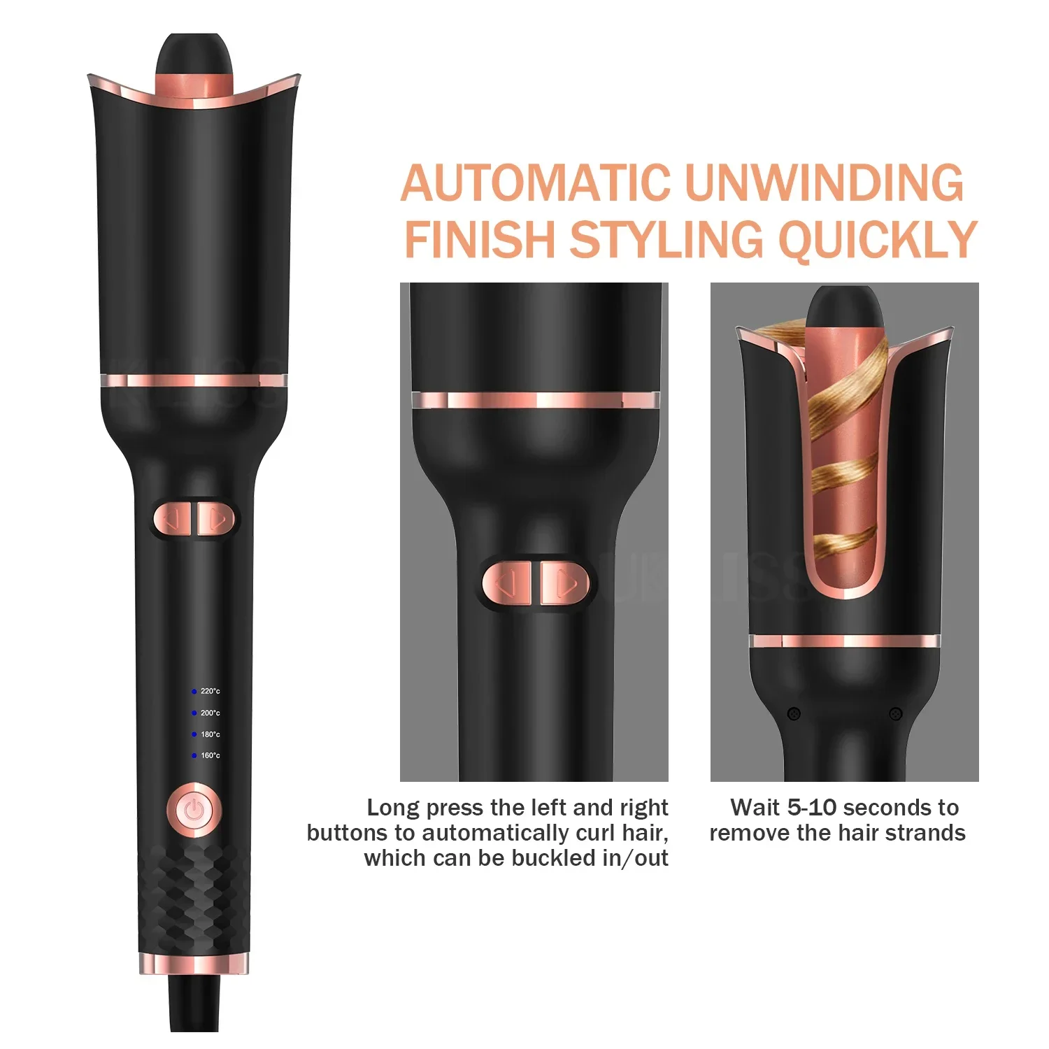 เครื่องดัดผมอัตโนมัติ Professional Classic Rose Auto Design หมุนผม Curling Iron เครื่องดัดผมอัตโนมัติ