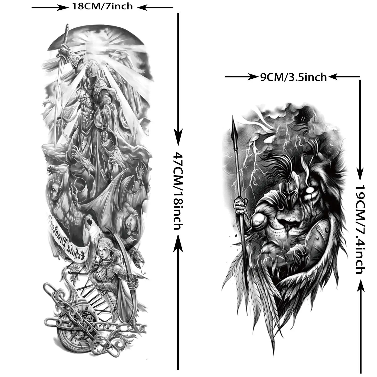 1 ورقة زيوس الله المتقشف المحارب الذراع الكامل الوشم المؤقت للرجال البالغين النساء هيئة الفن اللوحة الوشم كم وهمية واقعية #6