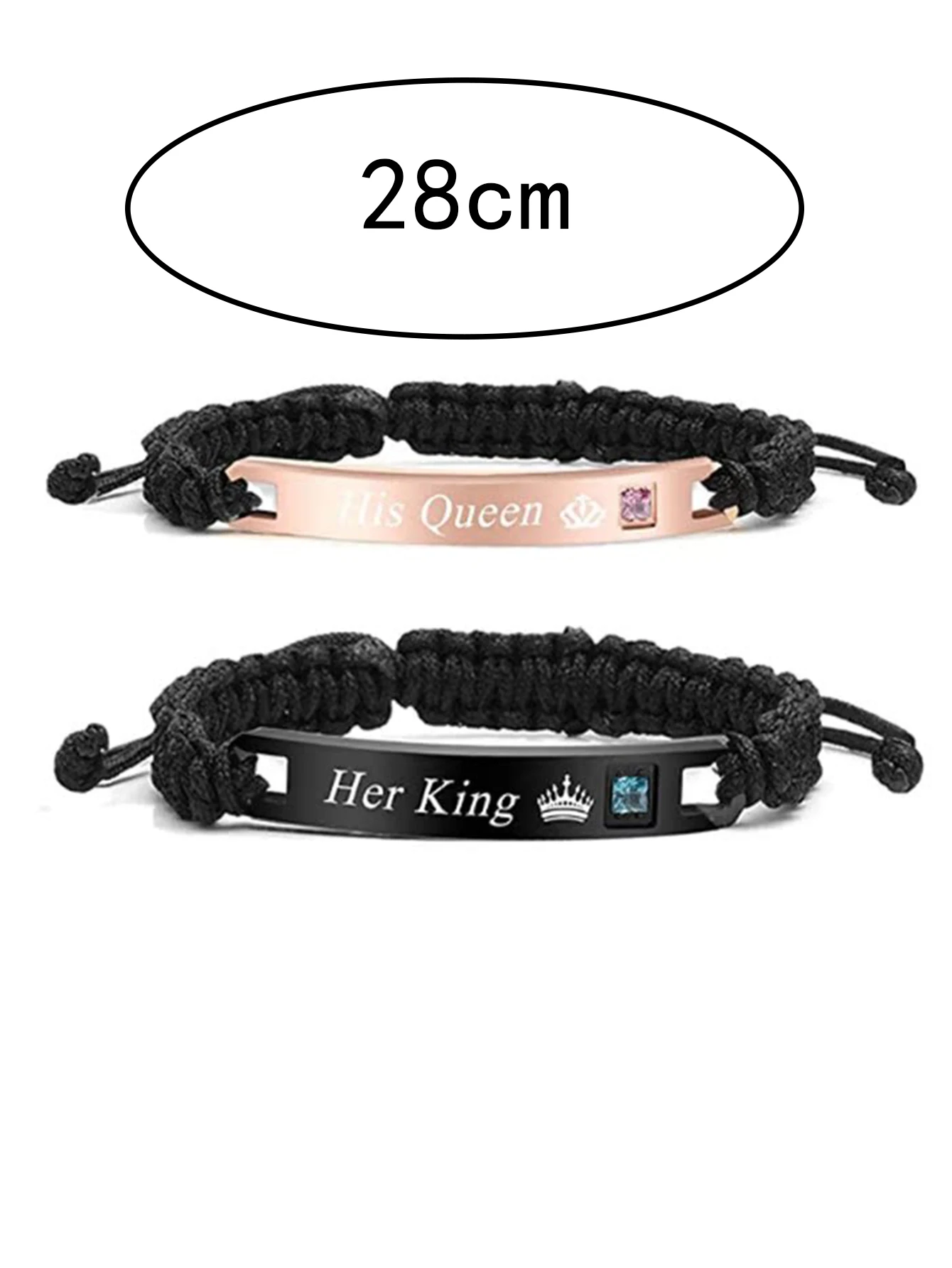 2Pcs Fashion His Queen and Her King Pendant Couple Bracelets for Women Handmade Rope Chain Bracelet Friendship Minimalist Jewelr