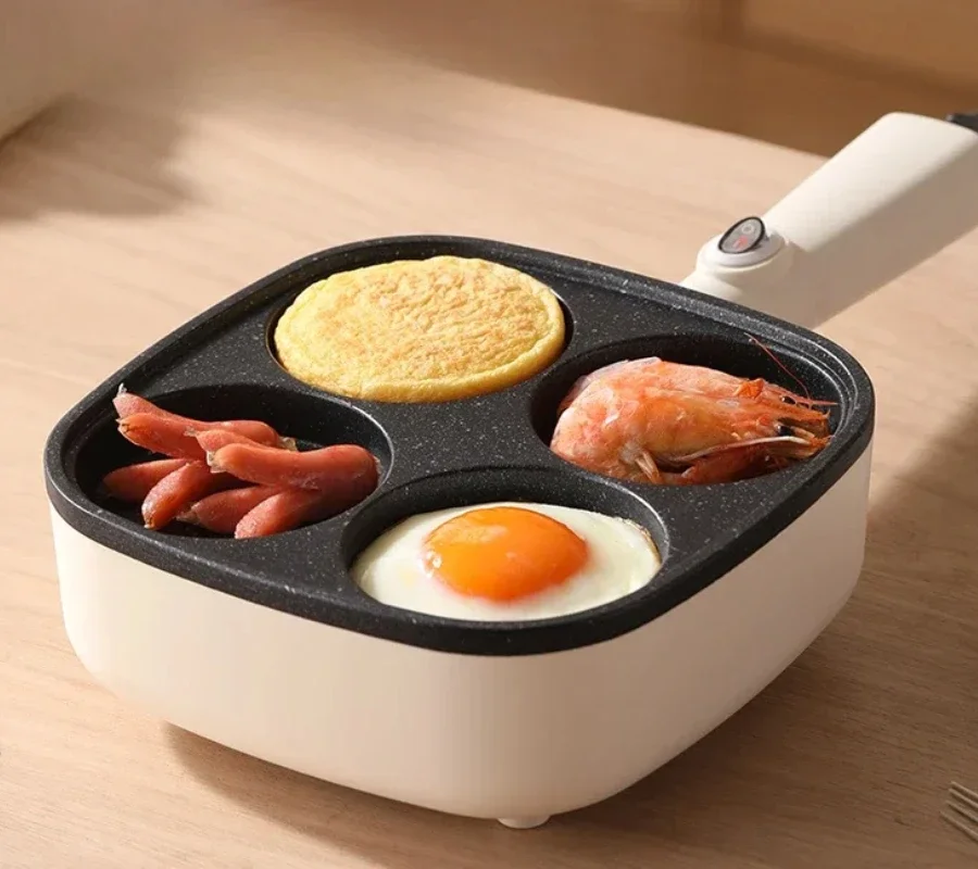 220V Egg Burger Pan Frying Plug-in  Flat Bottomed Machine Commercial  Household Breakfast Pan Four Hole And Three In One Machine