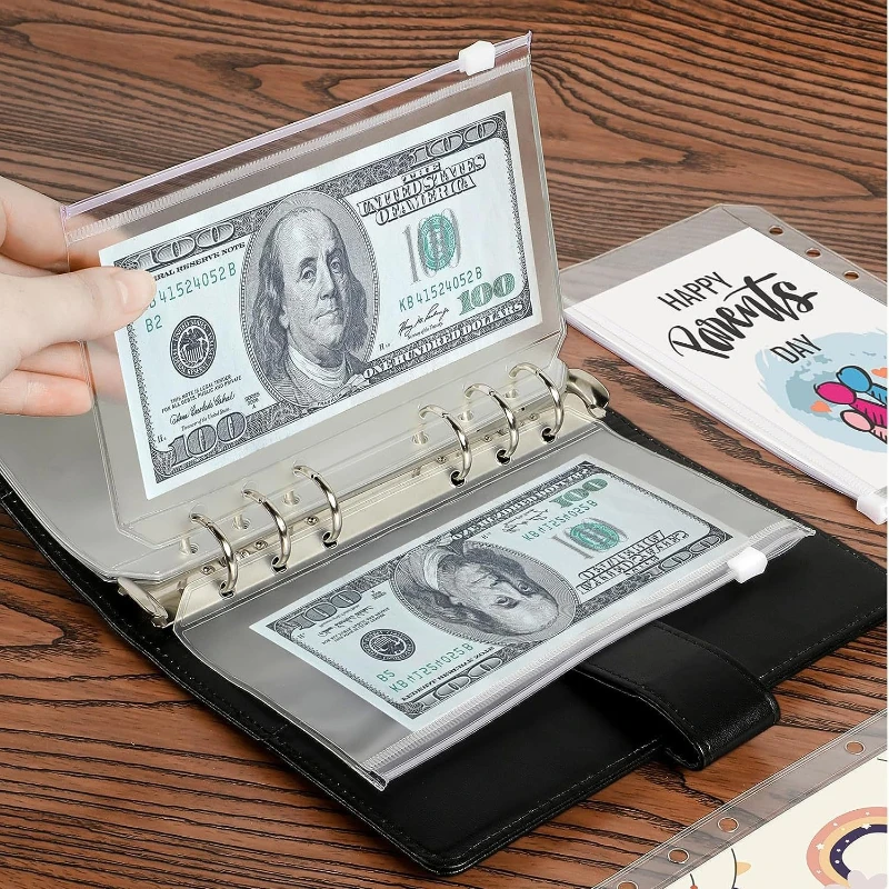 A5/A6 Transparent EVA Binder Pockets  Zippered Bag Loose Leaf Zipper Pouch Journal Binder Refills Zip Pocket Card Storage Bag