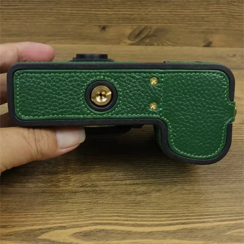 富士フイルム用本革ベースカバー,ボトムポーチスキン,ハーフケース,富士X-S20