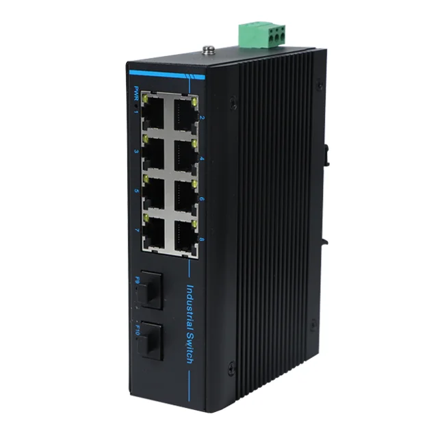 hit productHot Selling Industrial SFP to RJ45 Ethernet Media Converter 1000Mbps 8 Network Port 2 SFP DIN Rail Optical  Fiber Tra