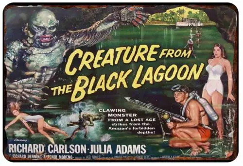 Creature From the Black Lagoon All Metal Tin Sign  8 x 12