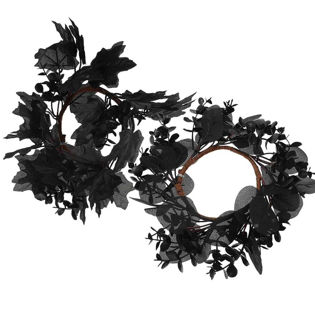 

2Pcs Halloween Wreath Front Door Hanging Decor Simulation Door Wreath Indoor Outdoor Halloween Party Decor