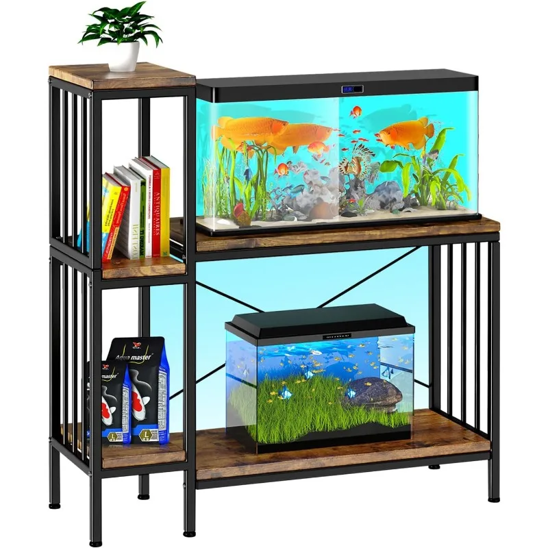 

20-29 Gallon Fish Tank Stand: Aquarium Stand with Shelves for Fish Tank Accessories Storage & Potted Plant Stand 2 Tier Wood