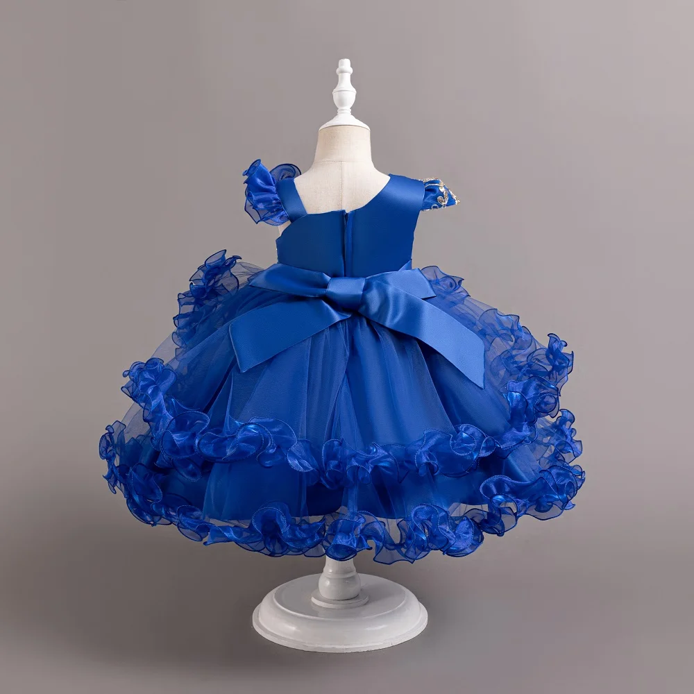 The new net yarn birthday cake pengers dress 3-10 years old girl opening dresses 2024 New Christmas princess skirt