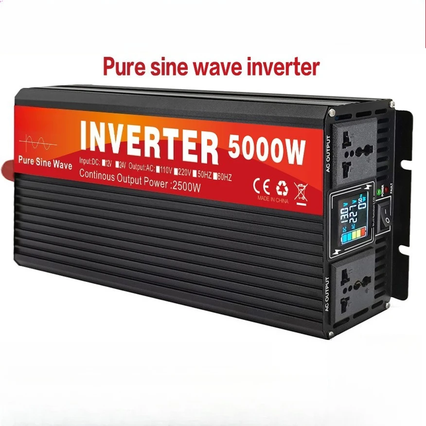 

Pure Sine Wave Power Inverter 1500W 12V/24V to 220V AC - High Efficiency Converter for Car/Home Use