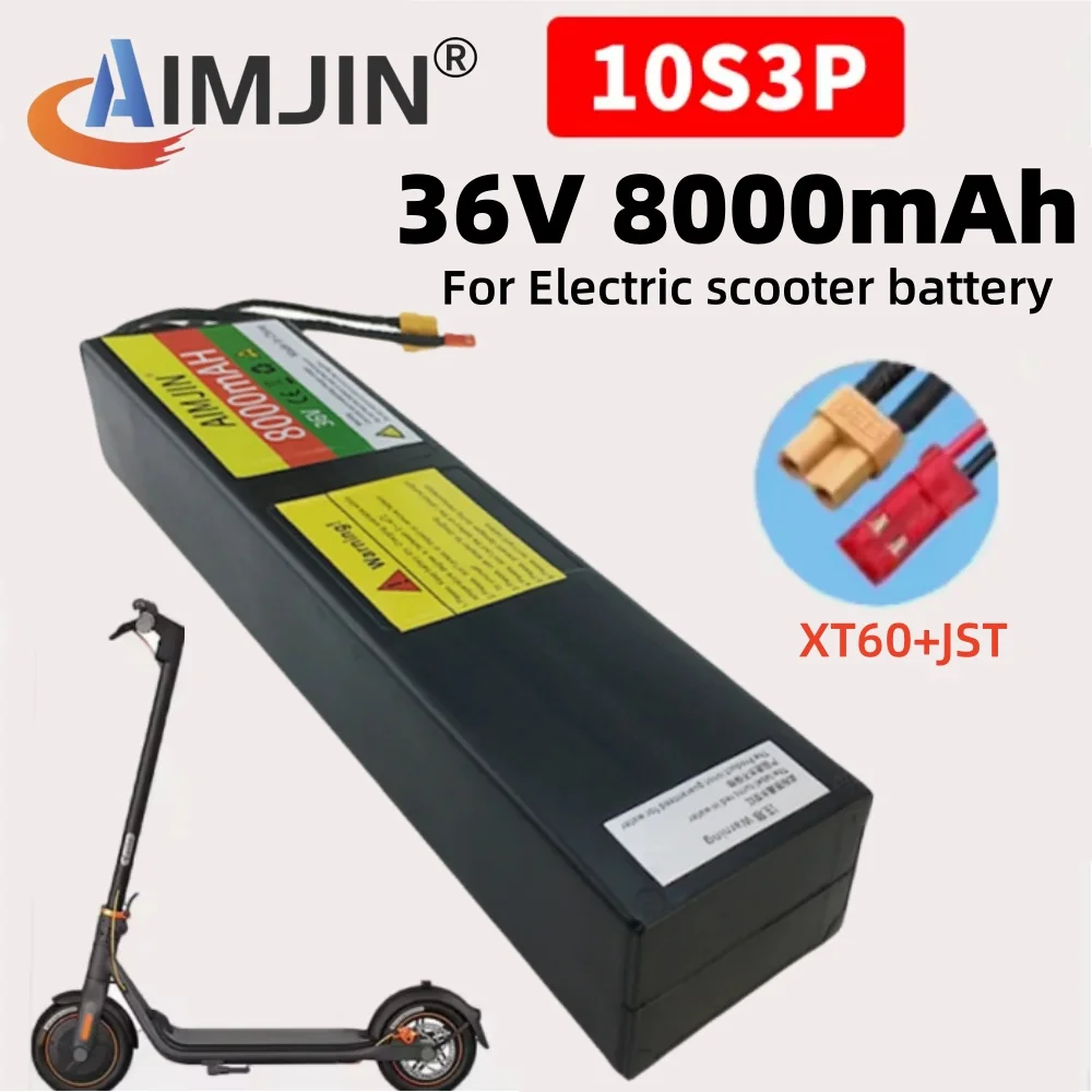 

36V 8000mAh Li-ion Rechargeable Battery Pack 10S3P Whit 42V 2A Charger Suitable for Electric Scooter Battery XT60+JST Plug