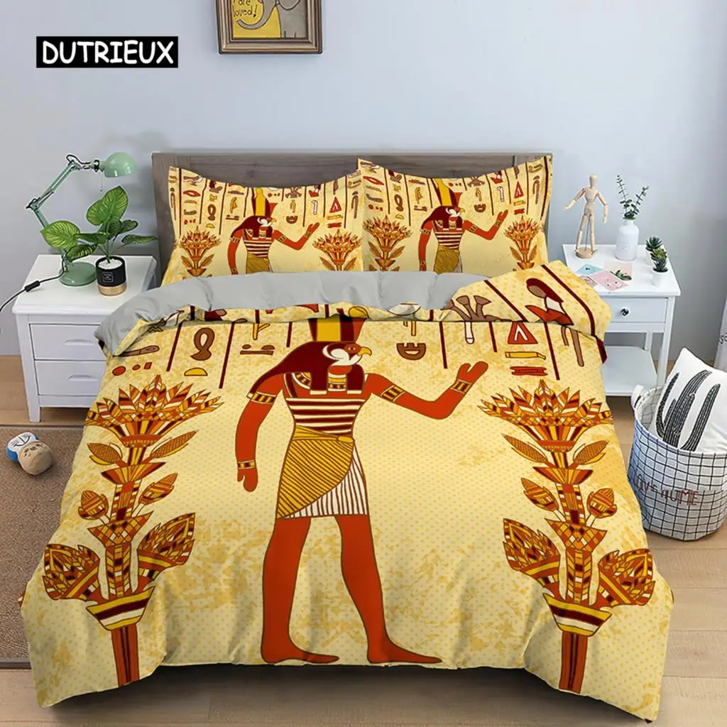 

Duvet Cover Egyptian Bedding Set Ancient Egypt Civilization Duvet Cover Character Ethnic Tribal Theme Vintage Egypt Civilization