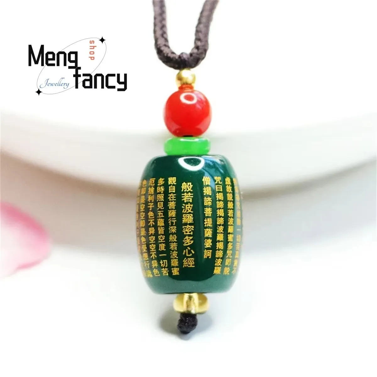 

Natural Genuine Green Agate Chalcedony Heart Sutra Road Pass Pendant Simple Elegant Personalized Charm Fashion Versatile Jewelry