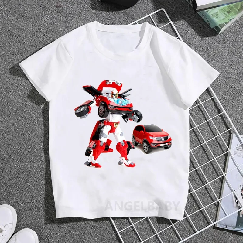 Hot Sale Tobot Evolution Transformer Robot Car Print Children T-shirt Cool Girls/Boys Baby Clothes Kids Summer T shirt Boys Tops