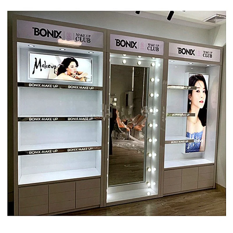 Custom, high-end cosmetics shop counter Wood cosmetics shop furniture makeup display cabinet vetrina di profumo alla moda