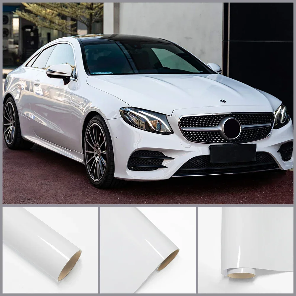 High-Gloss Glossy Arctic White PET Car Whole Body Wrap Vinyl Film Decal DIY PVC Protective Sticker Cover Auto Tuning Accessories