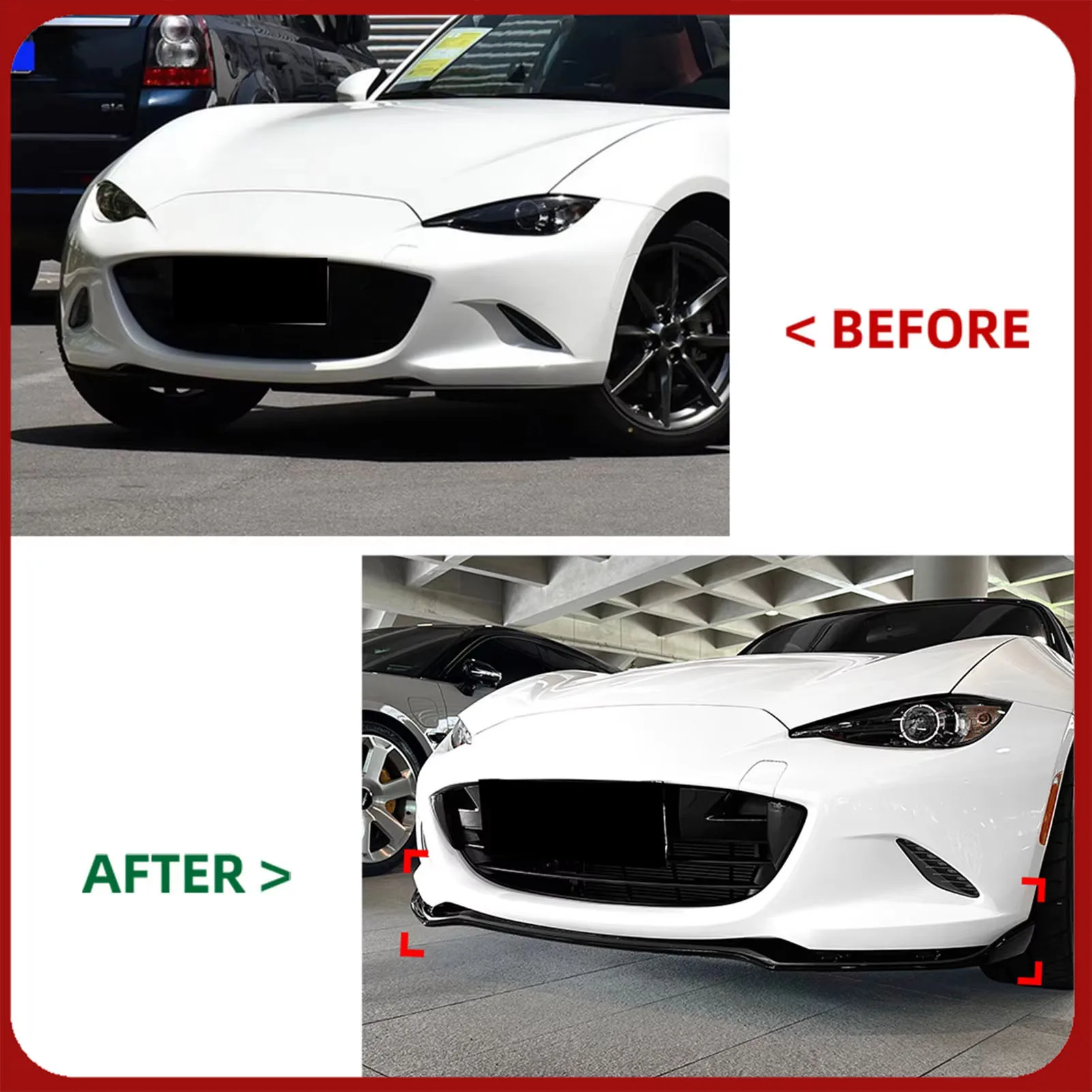 

Front Bumper Lip Splitter Glossy Black Racing Look Aerodynamic for MX-5 Miata ND 2016 Onwards Front Bumper Lip Diffuser Body Kit