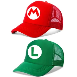 Mario Bros Cap Luigi Peach Princess Children Anime Game Figures Baseball Cap Mario Costume Sunshade Letter Hat Kids Gift