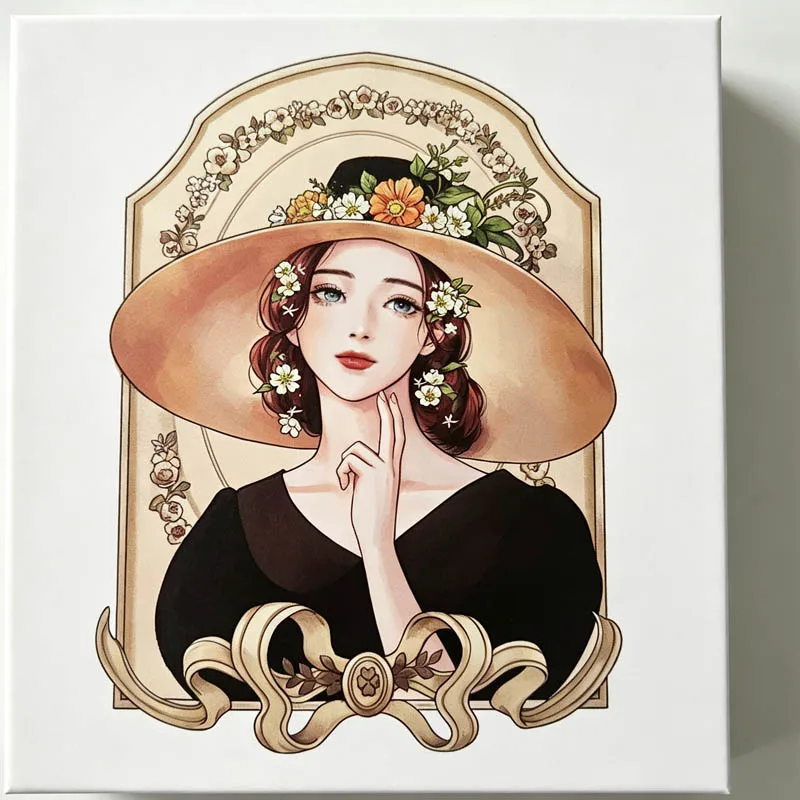 Adult Art Therapy Coloring Book: Girl in Love with Masterpieces Korean Famous Painting Girl Portrait Design Stress Relief