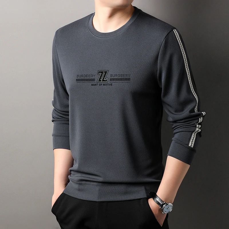 2024 Autumn Men\'s New Luxury Quality Designer Printed Classic Long Sleeve O-Neck T-Shirt Personalized Casual Comfort Men\'s Wear