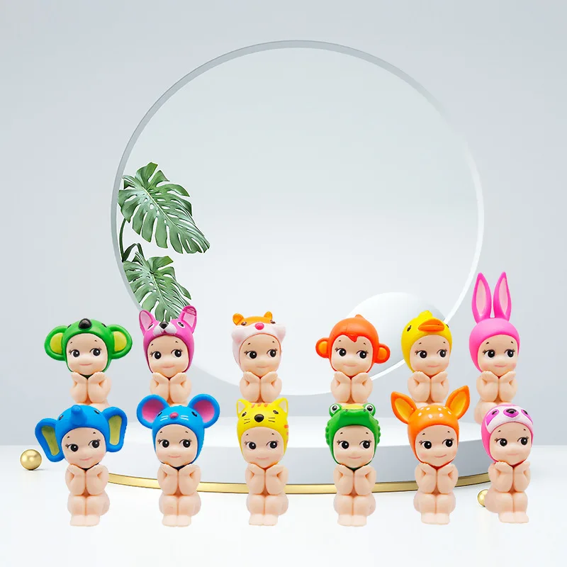 

New squatting angel chin support series 12 animal doll blind box car decorative toys