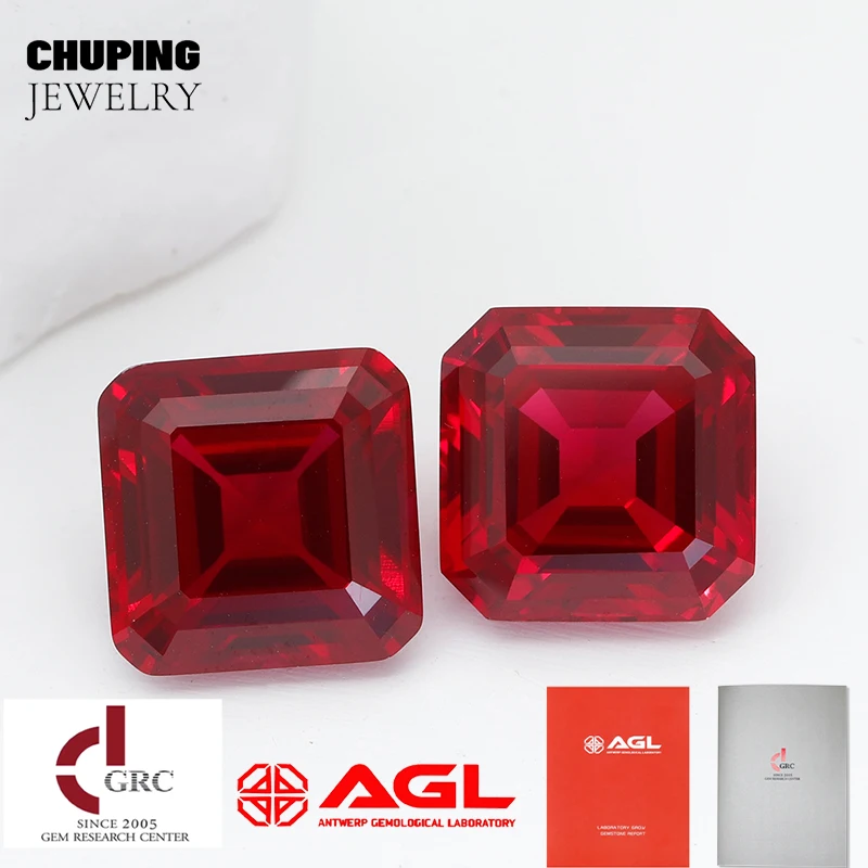 

ChuPing Asscher Форма пламени, выращенный в лаборатории рубин, синтетический культивирующий рубин для изготовления выбору сертификата AGL