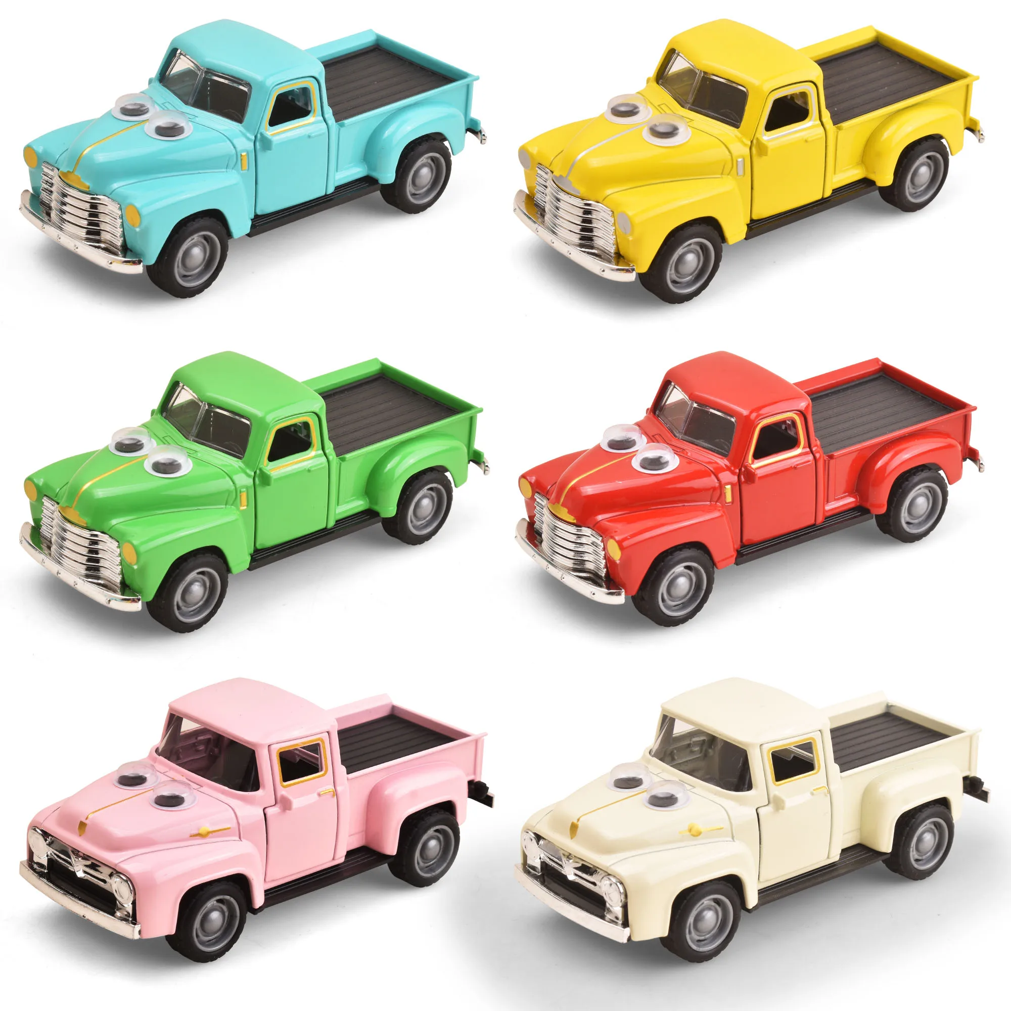 Vintage olhos grandes captador modelo de brinquedo 1:32 liga pull-back carro para meninos presente de natal modelo de veículo infantil