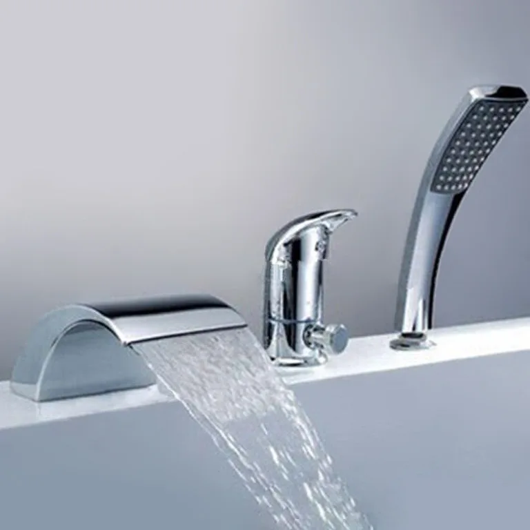 bathtub basin faucet, all-copper three-piece set, can pull hot and cold faucets, bathroom three holes