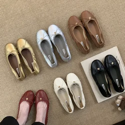 Bailamos Autumn Brand Women Flats Ladies Casual Ballet Shoes Round Toe Shallow Slip On Soft Leather Eelgant Dress Shoes