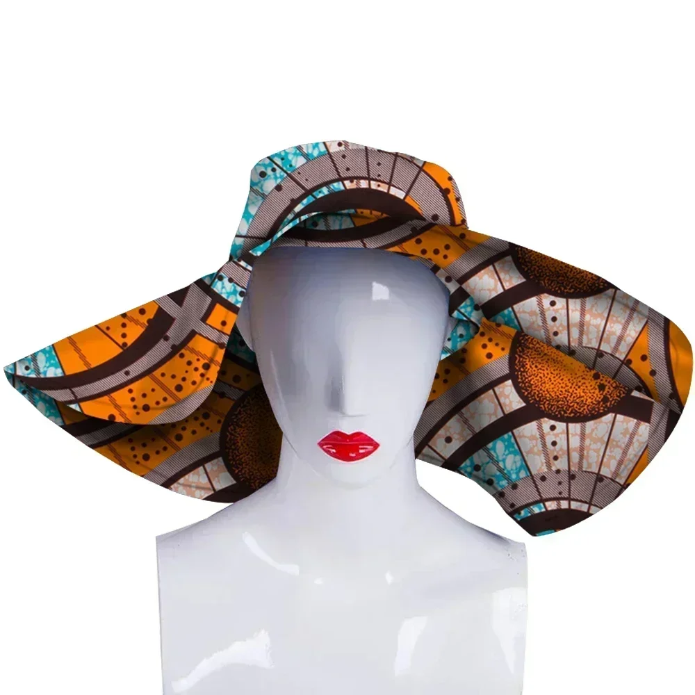 African Women Hat Foldable Wide Brim Floppy Straw Sun Beach Women Summer Hat Travel Cap Lady Cap Female Round Cap wyb560