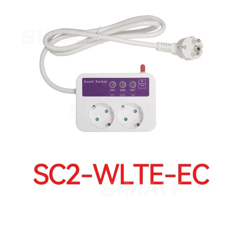 SC2-WLTE German Standard 2-way Socket 16A High Power, Remote APP Temperature Detection