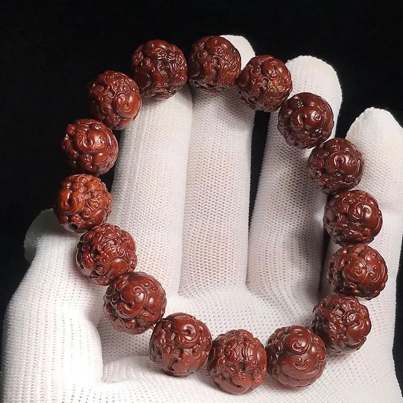 Chinese Style Hand Carved Pixiu Golden Mouse Bodhi Seed Beaded Bracelet For Men Women Good Luck Wealth Blessing Prayer Mala Wris