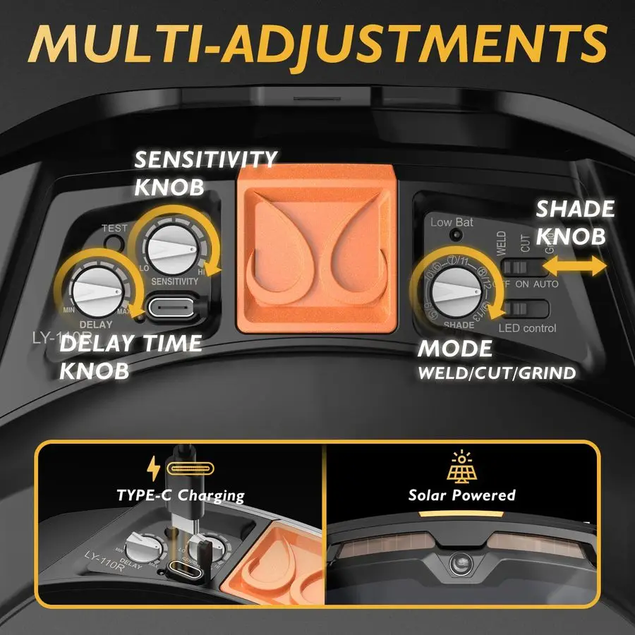 Auto Darkening Welding Goggles 4 Arc Sensor Eye Protection Safety Goggles Welding Glasses with amp for MIG TIG Stick