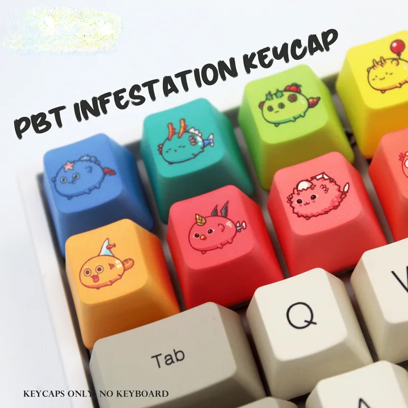 

Cute Cartoon PBT Keycaps Two-color Injection Molded Heat-sublimation Cherry Customized MX Switch Mechanical Keyboard Keycaps