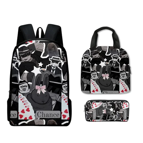 Imagen 2 del producto Dibujos animados Popular divertido novedad Gubby felpa impresión 3D 3 unids/set mochilas escolares para estudiantes mochila para ordenador portátil bolsa de almuerzo estuche para lápices